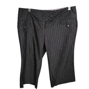 Joe Benbasset Womens Black Pinstripe Cropped Dress Pants With Button Details Siz